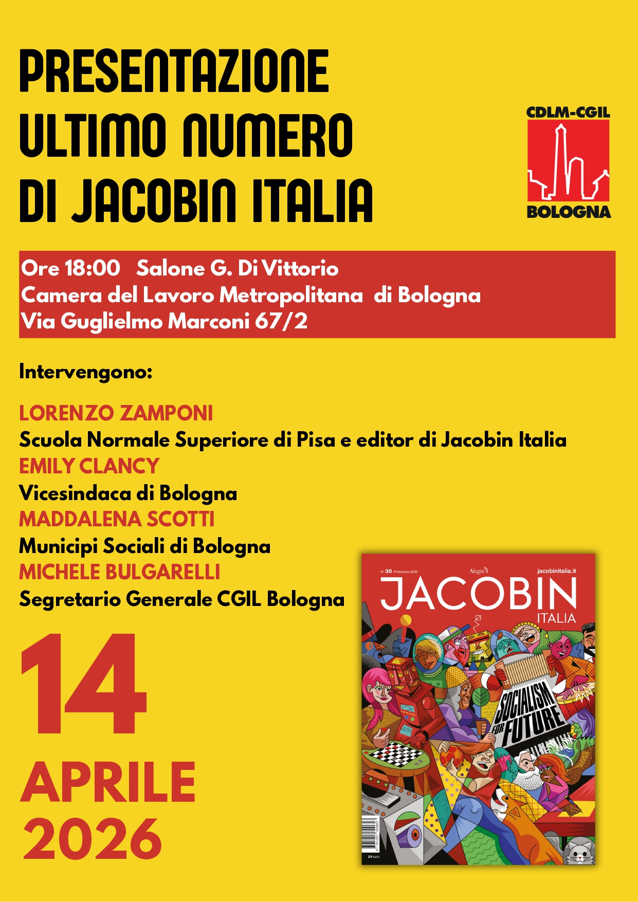 Martedì 14 aprile presentazione del nuovo numero di Jacobin Italia