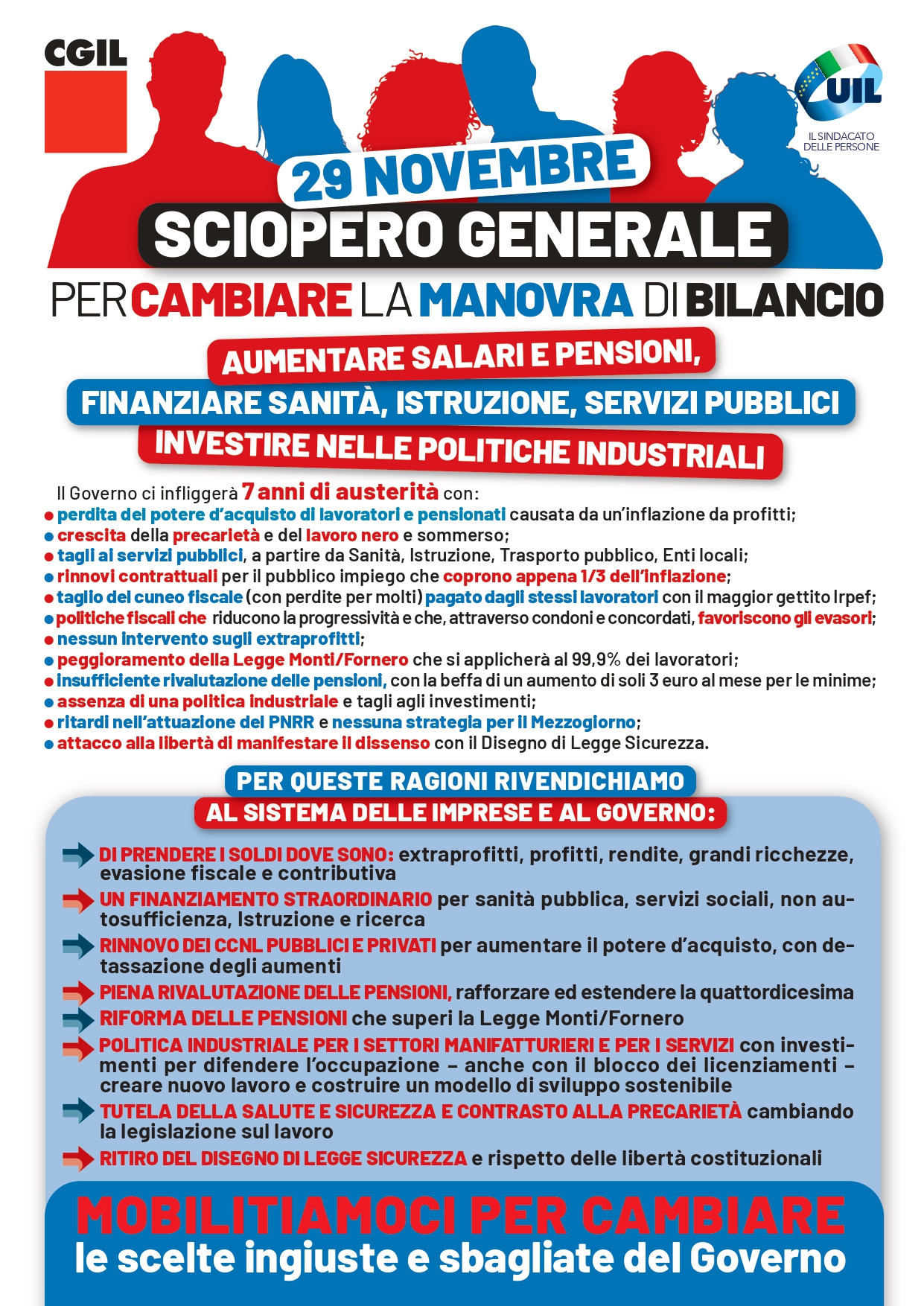 Manovra: il 29 novembre fermiamo il Paese! 