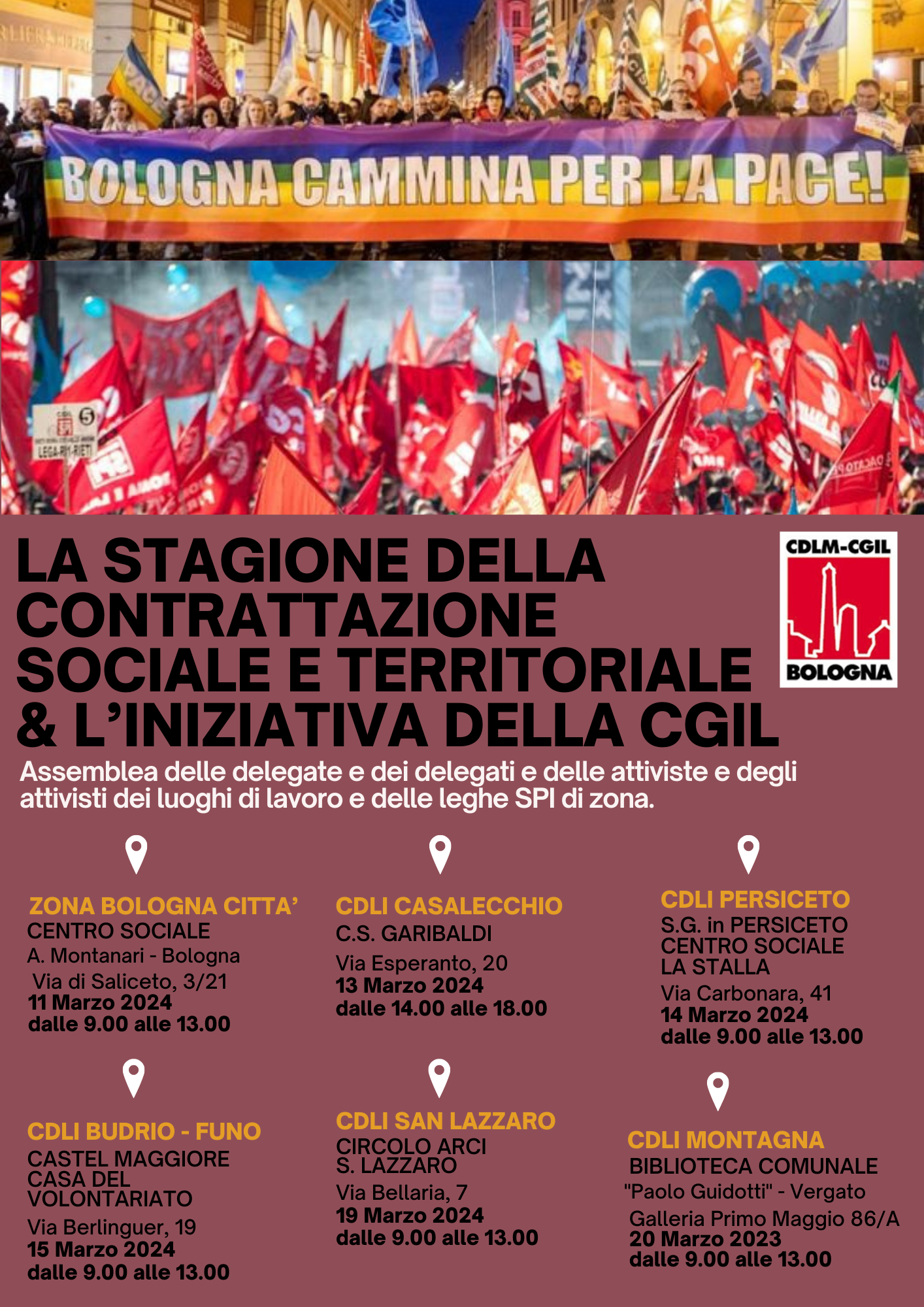 Al via le assemblee di zona nel territorio bolognese