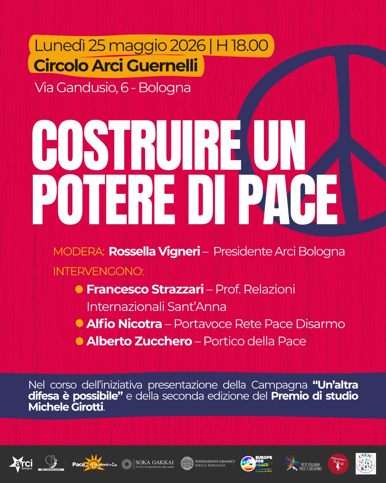 COSTRUIRE UN POTERE DI PACE: luned&igrave; 25 maggio alle 18 al Circolo Guernelli