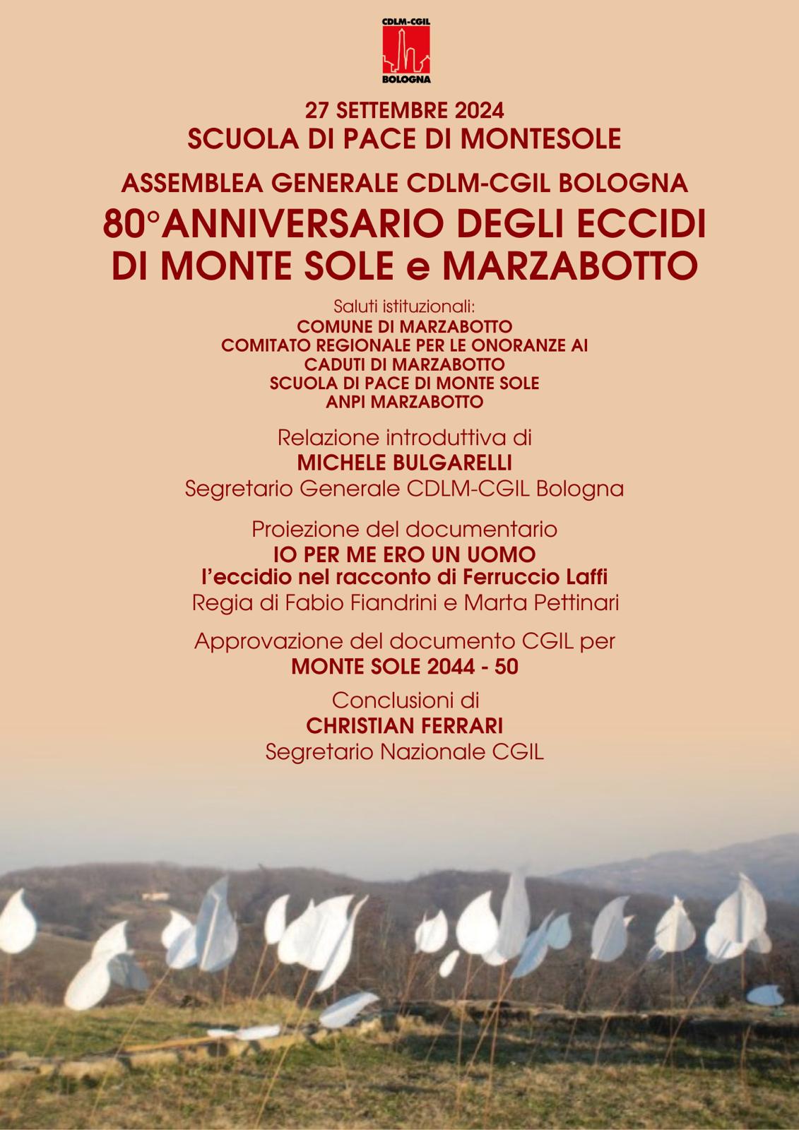 Assemblea generale Cgil Bologna a Monte Sole per l'Ottantesimo anniversario dell'eccidio